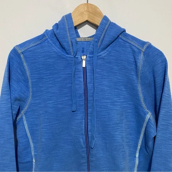 Tommy Bahama Blue Full Zip Hoodie Womens M Pima Cotton Tencel Lyocell - Picture 2 of 9